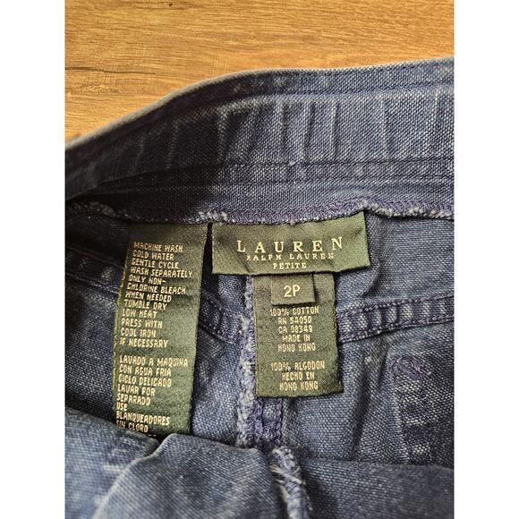 Lauren Ralph Lauren High Waisted Vintage Denim Jean Shorts Size 2P Cargo Preppy - Picture 8 of 8